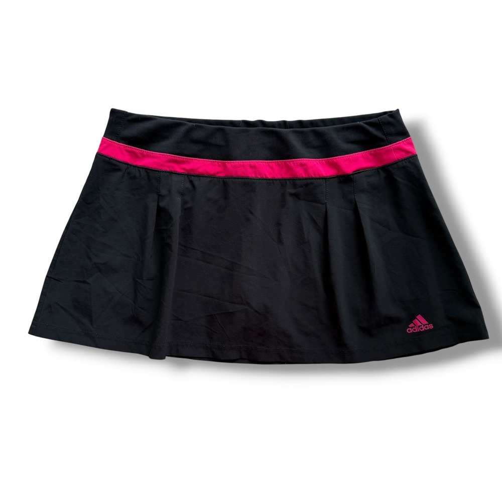 Adidas Climalite Women M Black Pink Mesh Lined Pleated Tennis Skort Sport Active